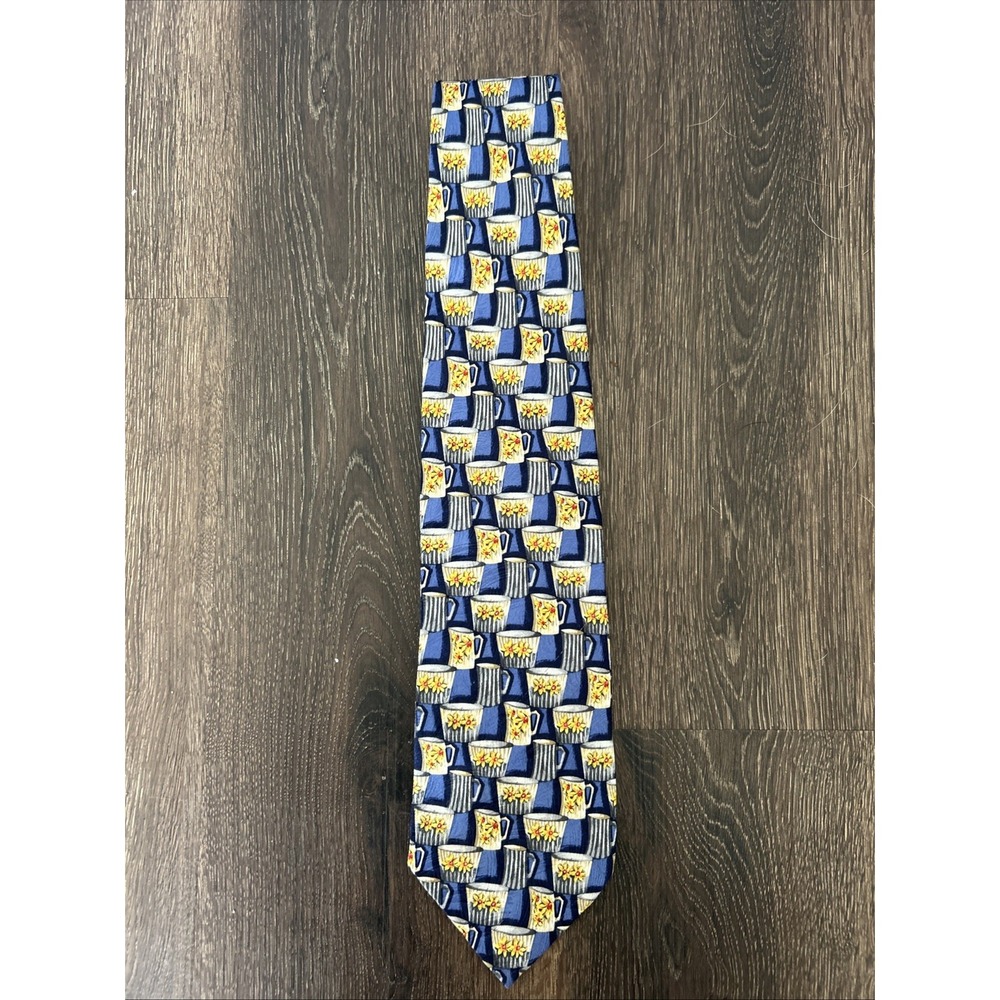 Ermenegildo Zegna Tie Blue Coffee Silk Necktie Italy Preppy Luxury
